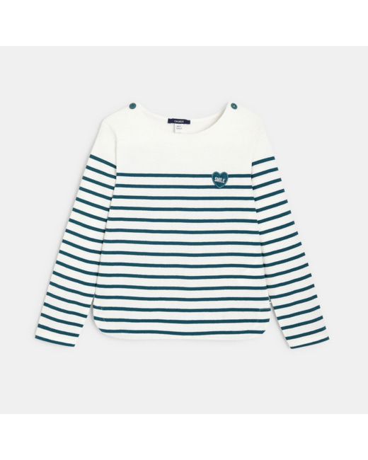 T-shirt marinière à personnaliser d'un cœur vert fille