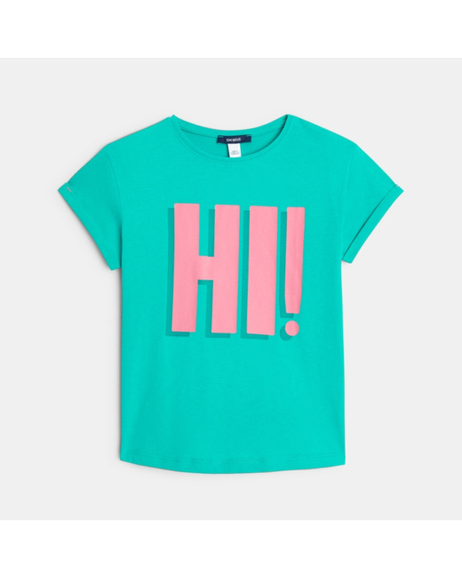 T-shirt à message vert fille