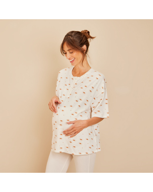 T-shirt oversize de grossesse et d'allaitement imprimé soleils