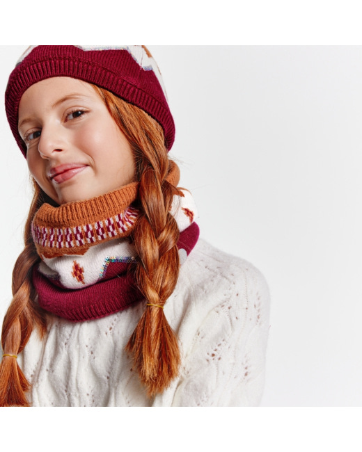 Snood en jacquard à sequins violet fille