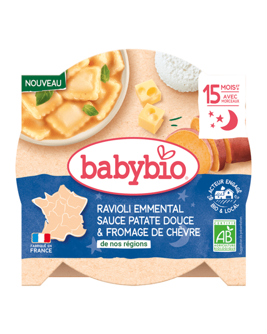 Ravioli Emmental sauce Patate douce pointe de fromage de Chèvre français