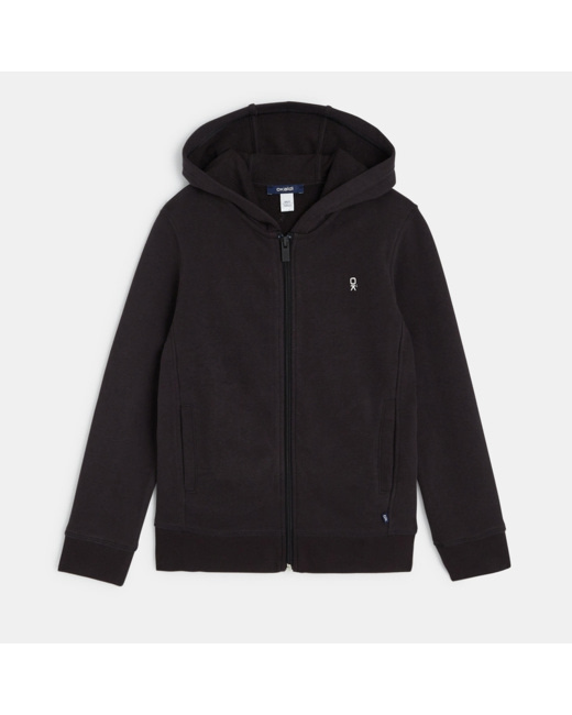 Sweat-shirt uni à capuche noir garçon