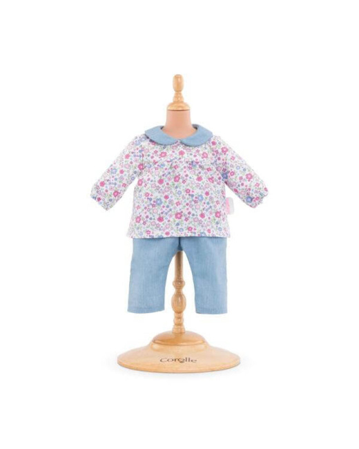 Blouse fleurie et pantalon pour poupon
