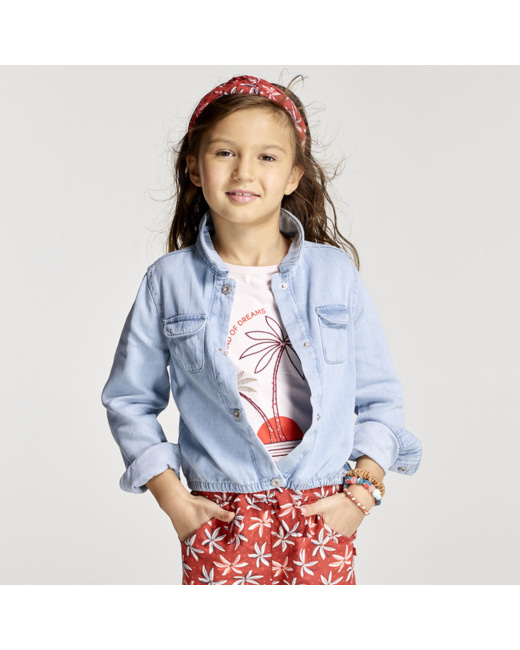 Veste chemise en jean bleue fille