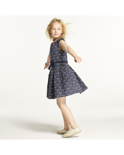 Robe imprimée graphique à plis bleue fille