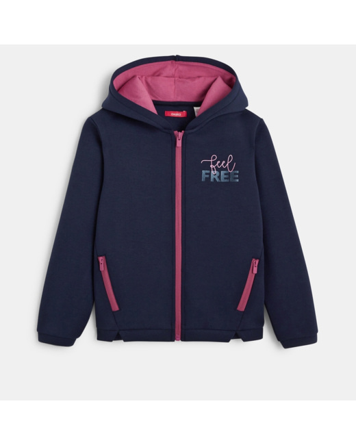 Sweat-shirt à capuche "Feel Free" bleu fille