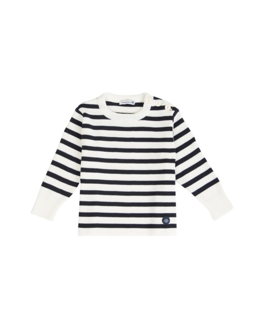 Pull marin "Briac" Kids - laine Mérinos - Nature/Navire