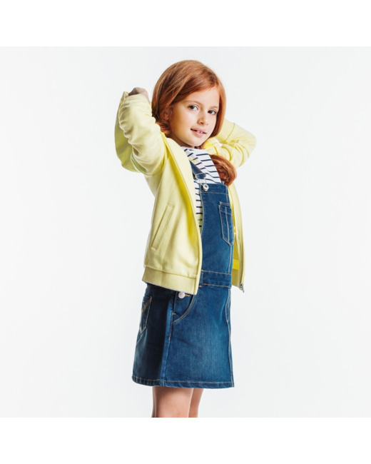 Sweat zippé à capuche jaune fille