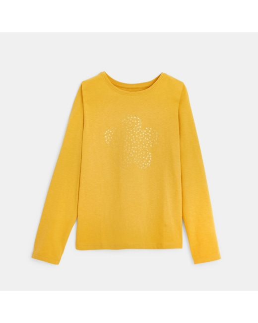 T-shirt à motif irisé Fleur jaune fille