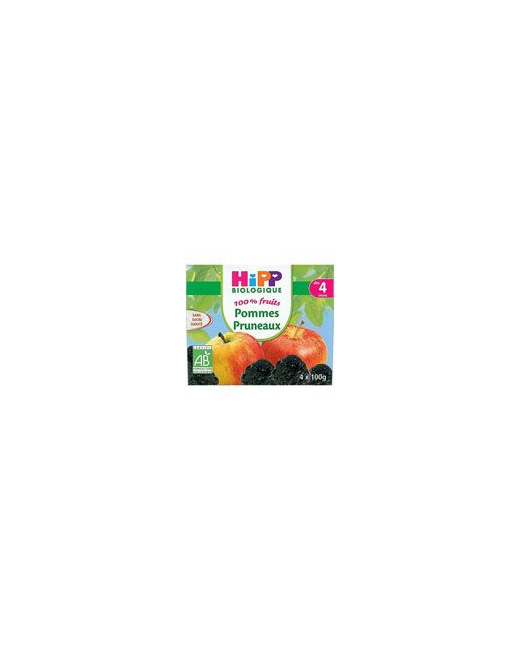 Pommes Pruneaux 100% fruits - 4 coupelles x 100g - 4 mois