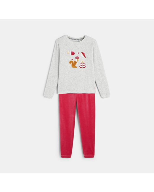 Pyjama en velours éponge gris fille