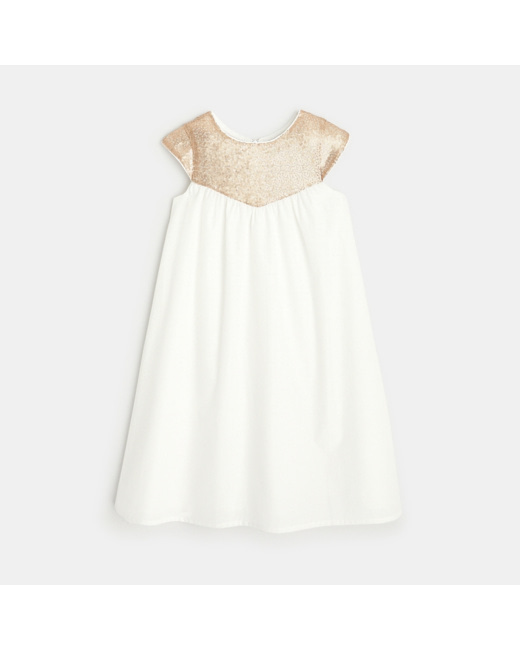 Robe de cérémonie à sequins beige fille