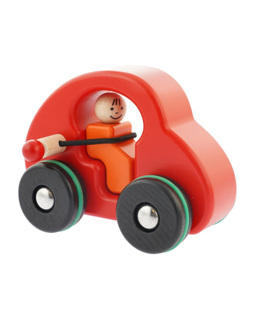 Jouet en bois - Voiture attache ta ceinture rouge