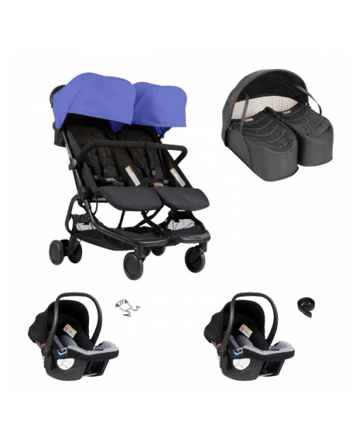 Poussette double Nano Duo + cocoon Jumeaux + 2 coques Auto Protect
