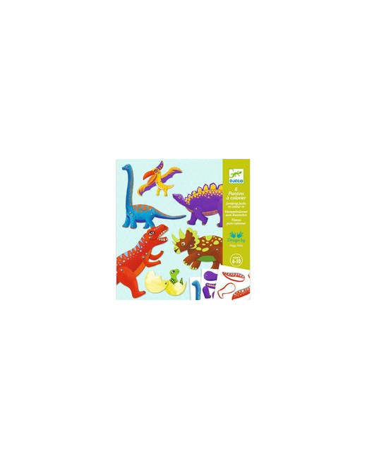 6 pantins à colorier Dinosaures