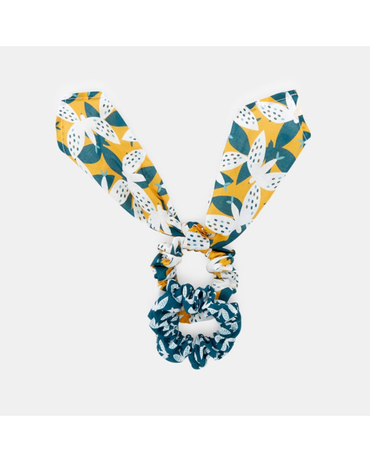 Chouchou imprimé (lot de 2) jaune fille