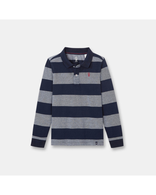 Polo maille piquée rayures rugby bleu garçon