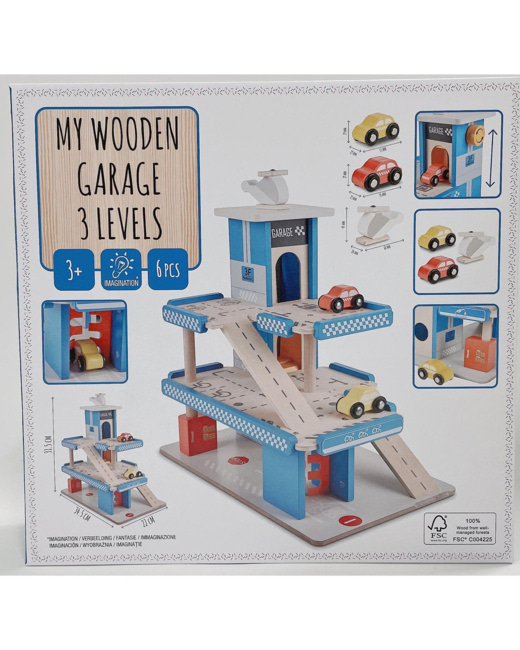 Jouet bois Garage 3 niveaux en bois