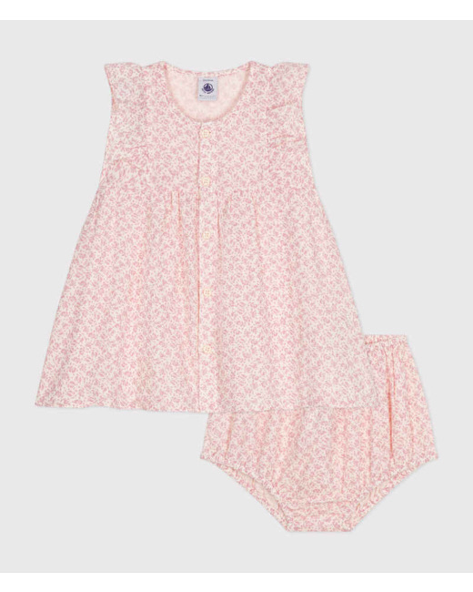 Robe manches courtes et bloomer en gaze de coton bébé Avalanche Panty