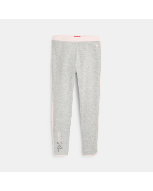 Legging chiné à message gris fille