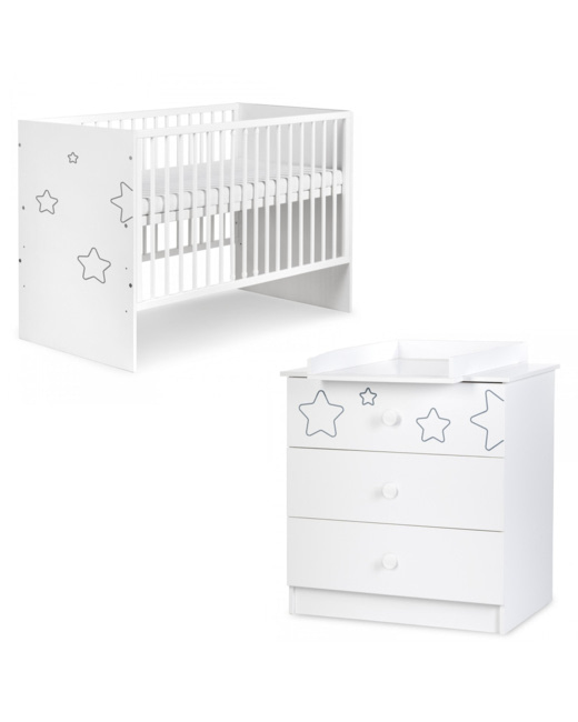 Ensemble lit bébé + commode à langer TINO