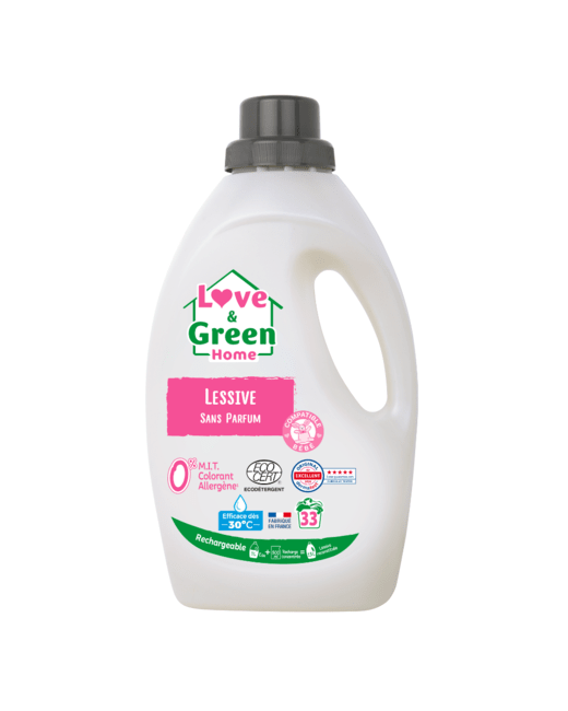 Lessive certifiée Ecodétergent sans Parfum