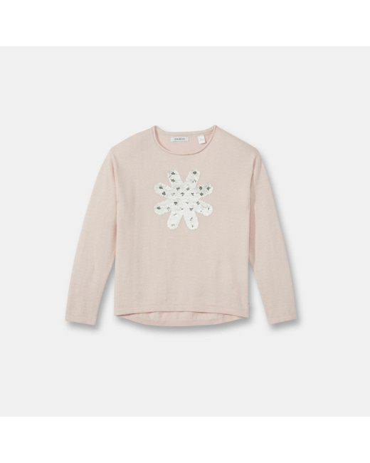 Pull à message rose fille