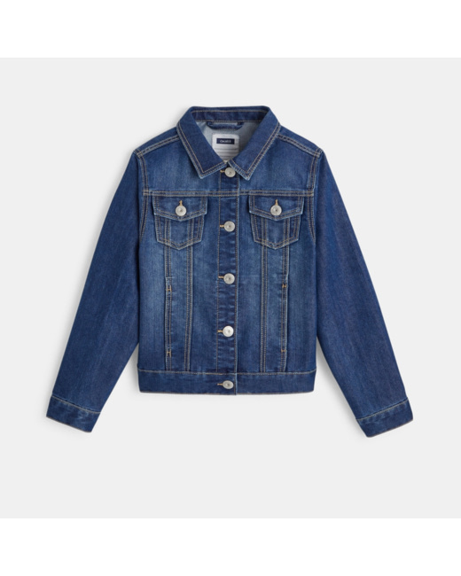 Veste en  jean à dos élastiqué bleu fille