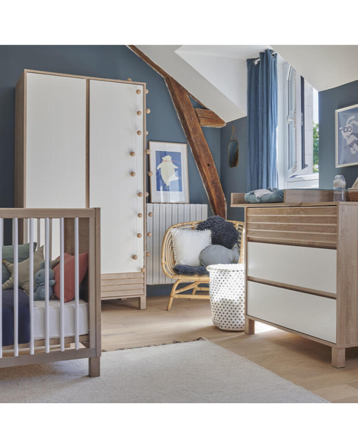 Chambre Trio Achille Lit bébé évolutif + Commode + Armoire