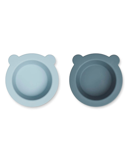 Lot de 2 Bols à Ventouse Peony - Sea blue / Whale blue