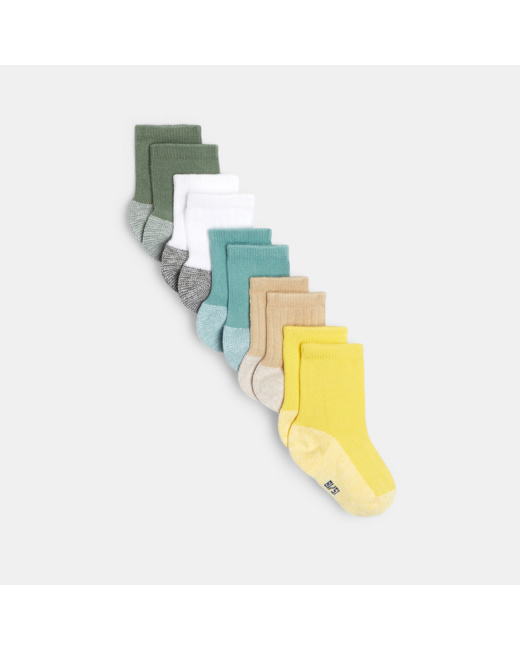 Chaussettes unies semelles rayées (lot de 5)
