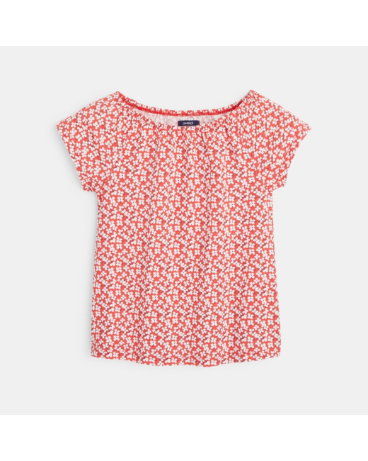 T-shirt imprimé fleuri rouge fille