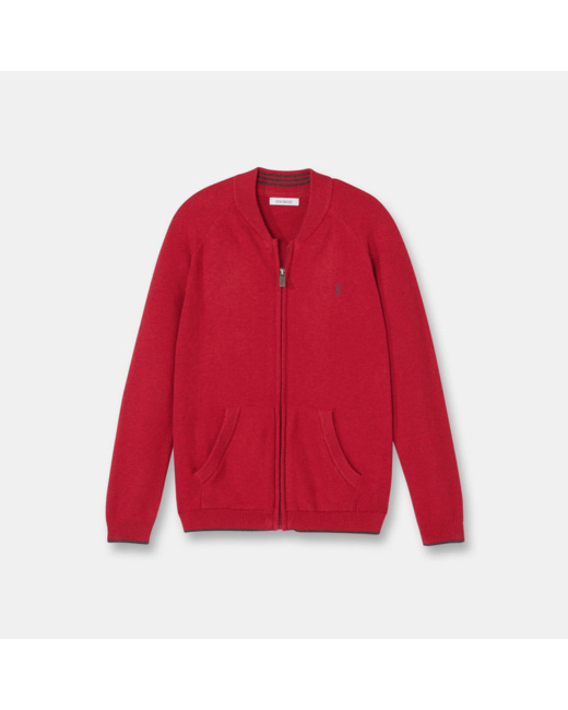 Gilet teddy zippé rouge garçon