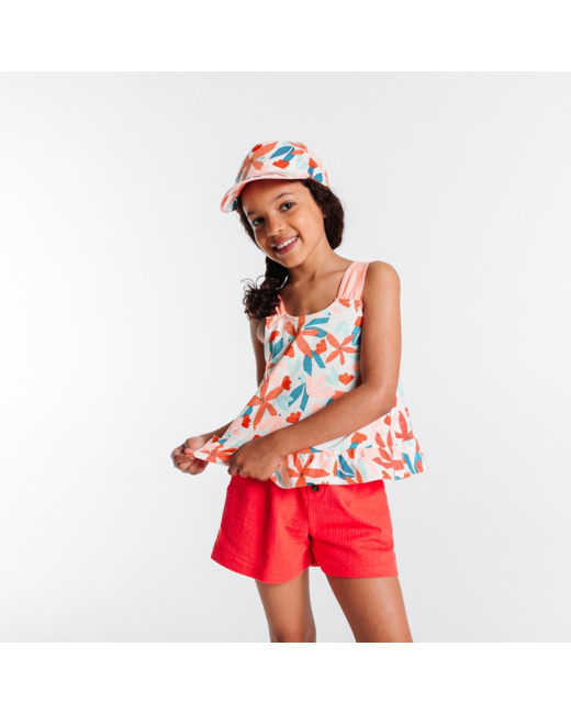Débardeur imprimé floral orange fille