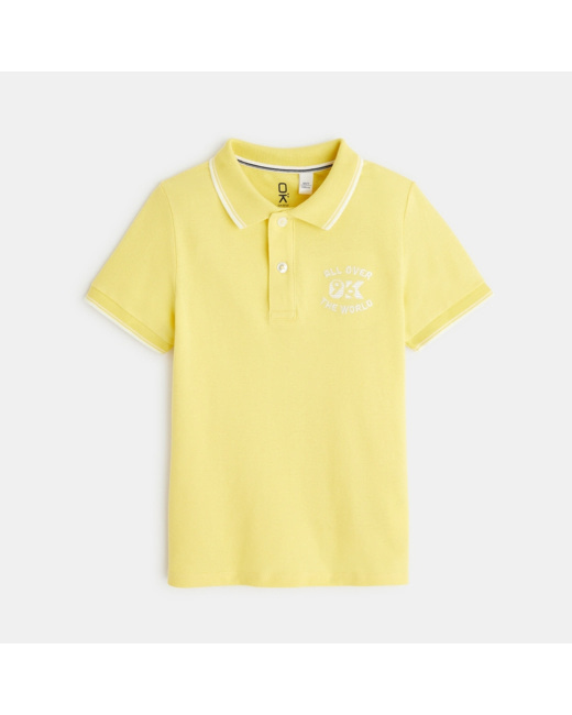 Polo maille piquée manches courtes jaune garçon