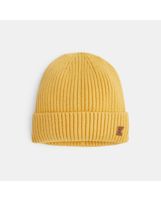 Bonnet en tricot côtelé jaune garçon