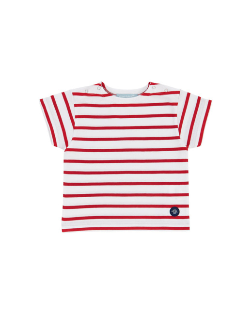 Marinière "Hoëdic" Baby - coton léger - Blanc/Braise