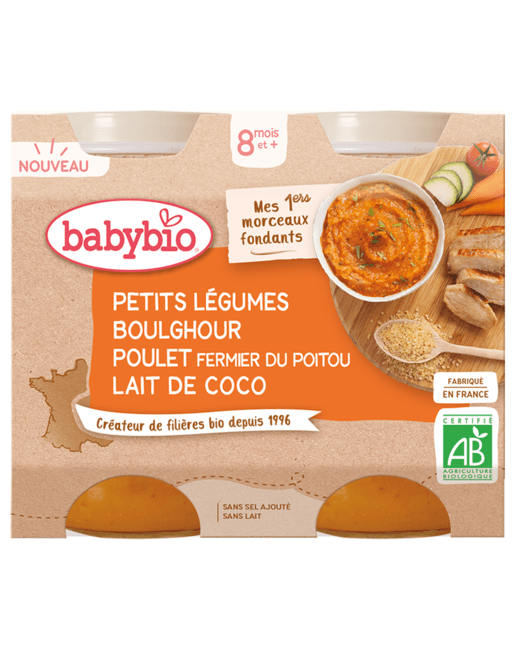 Boulghour Petits Légumes, Poulet Fermier et Lait de Coco Bio