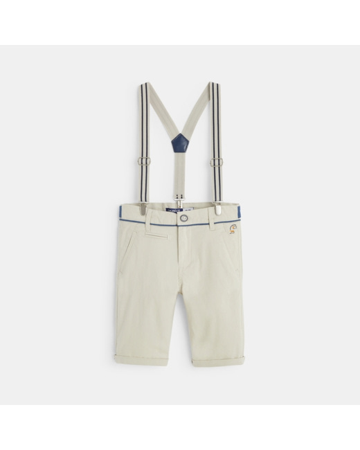 Bermuda stretch à bretelles beige garçon
