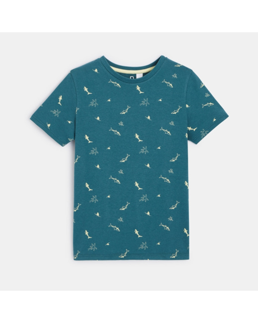 T-shirt imprimé de petits motifs bleu garçon