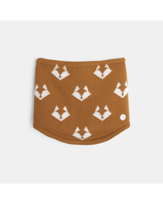 Snood en tricot motif renard orange garçon