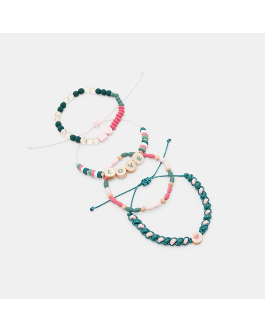 Bracelets fantaisie LOVE (lot de 4) vert fille