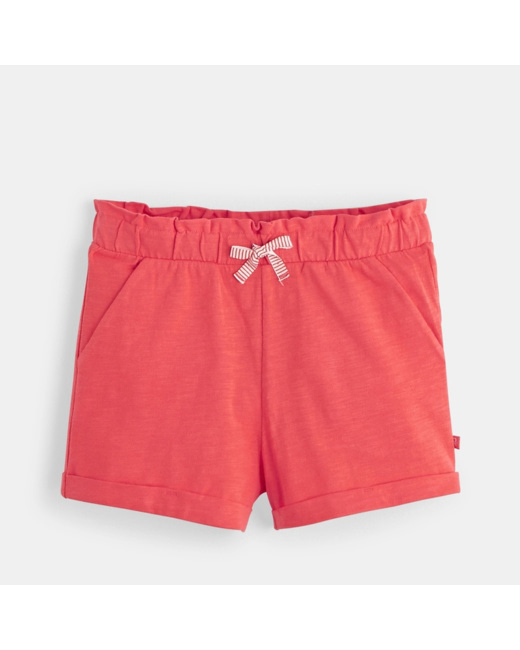 Short en jersey uni rouge fille