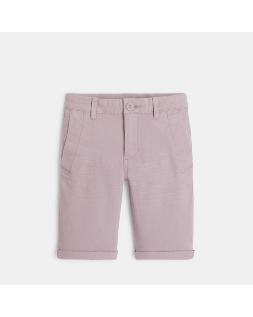 Bermuda slim en toile unie violet garçon
