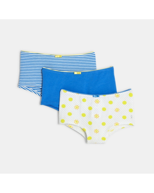 Culottes boxers en coton (lot de 3) jaune fille