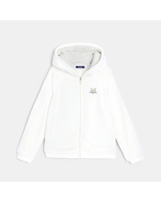 Sweat à capuche en sherpa blanc fille