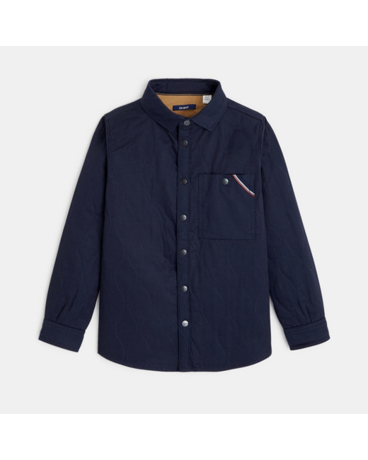 Chemise unie matelassée bleue garçon