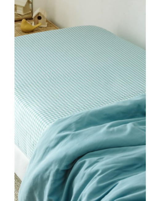 Drap housse enfant percale de coton bio Vichy