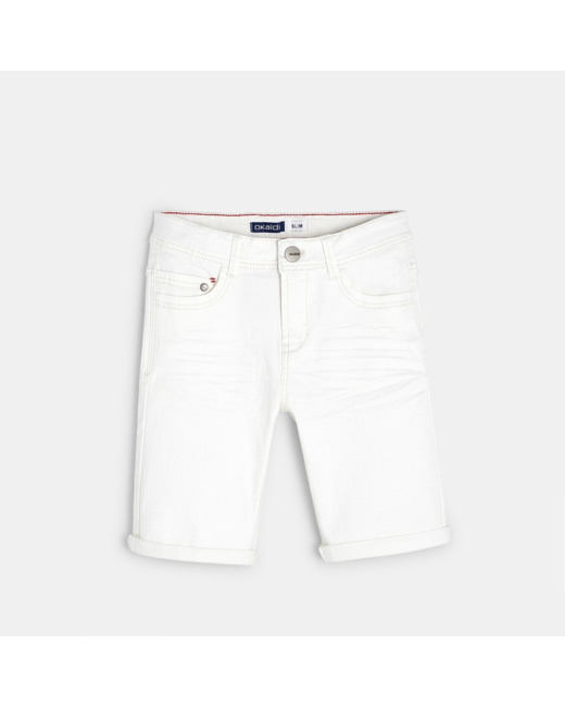 Bermuda slim en toile hyper-stretch blanc garçon