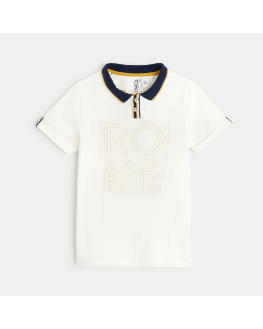 Polo en coton piqué ROME blanc garçon